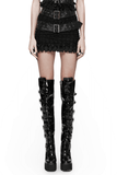 Gothic Skirt with Ruffles and Removable Leather Belts