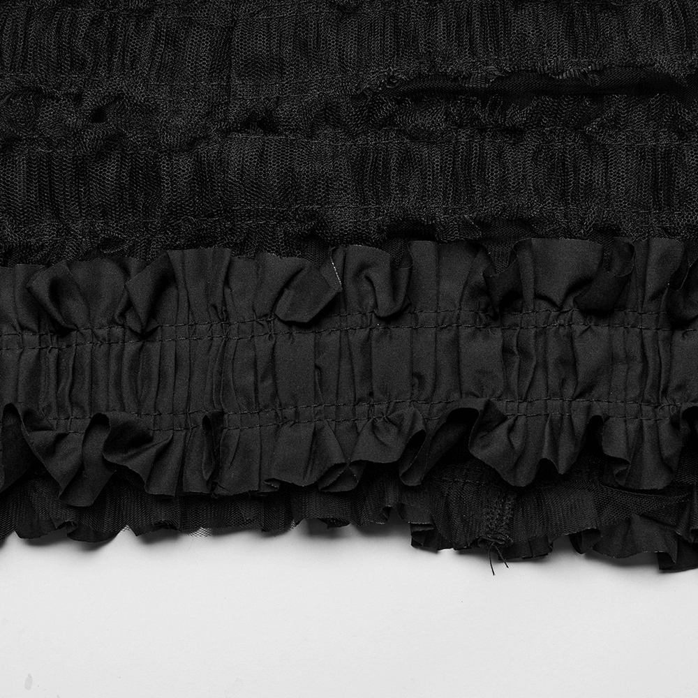 Gothic Skirt with Ruffles and Removable Leather Belts