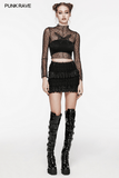 Gothic Skirt with Ruffles and Removable Leather Belts