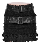 Gothic Skirt with Ruffles and Removable Leather Belts