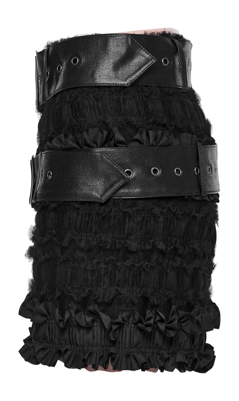 Gothic Skirt with Ruffles and Removable Leather Belts