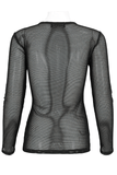 Gothic Style Black Sheer Top With Long-sleeves