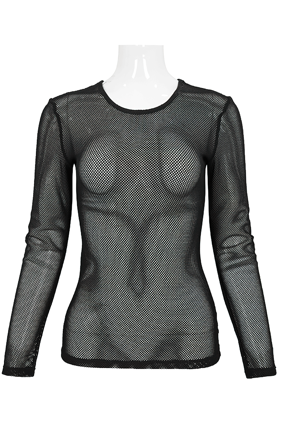 Gothic Style Black Sheer Top With Long-sleeves