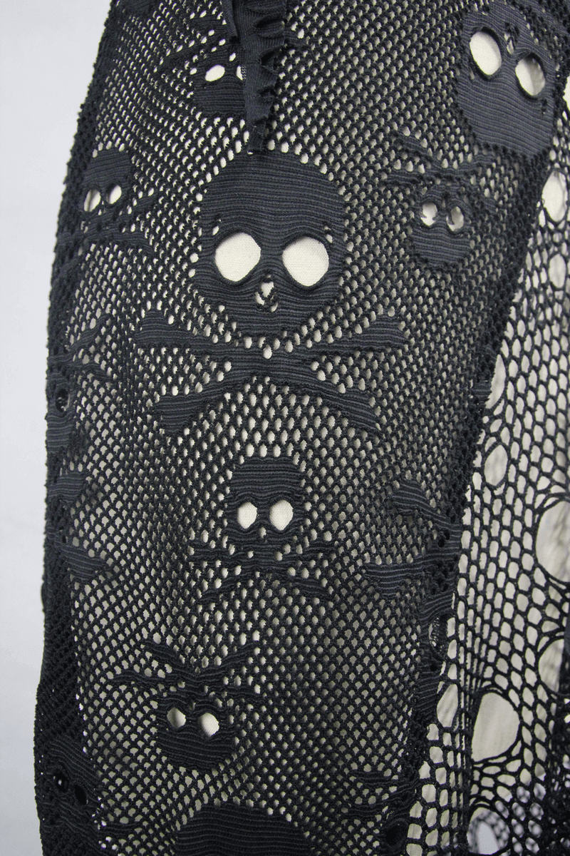 Gothic Style Maxi Dress with Skull Pattern And Belt