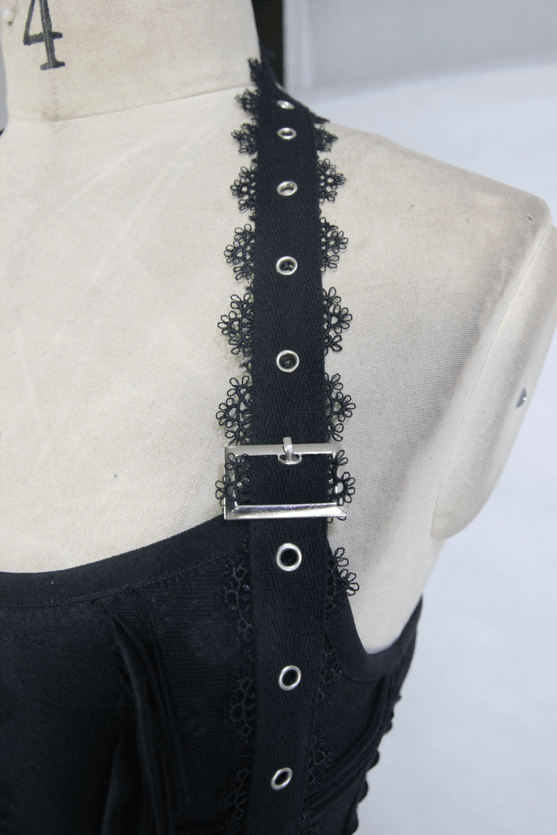 Gothic Style Maxi Dress with Skull Pattern And Belt