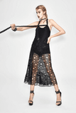 Gothic Style Maxi Dress with Skull Pattern And Belt