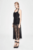Gothic Style Maxi Dress with Skull Pattern And Belt
