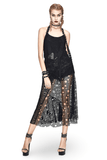 Gothic Style Maxi Dress with Skull Pattern And Belt