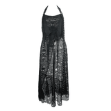 Gothic Style Maxi Dress with Skull Pattern And Belt