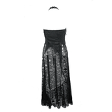 Gothic Style Maxi Dress with Skull Pattern And Belt
