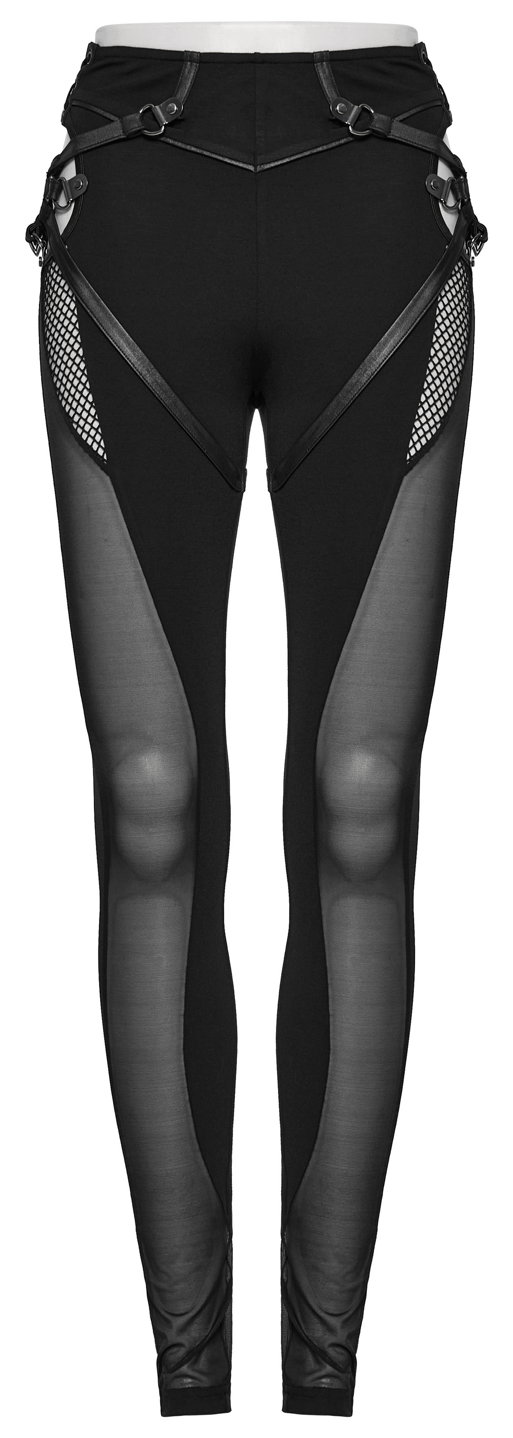 Gothic Style Skinny Pants-Leggings with Black Mesh Detail