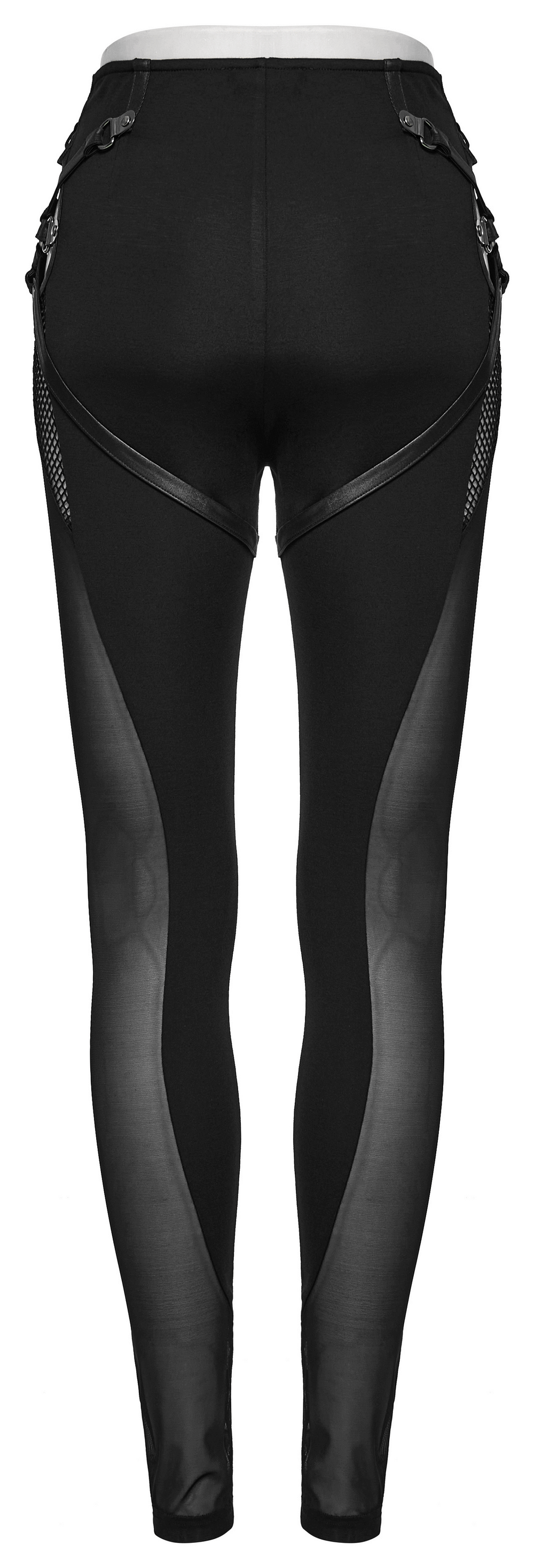 Gothic Style Skinny Pants-Leggings with Black Mesh Detail