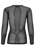 Gothic Style Women's Sexy Black Long-sleeved Mesh Top