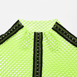Gothic-Styled Long Sleeve Openwork Top in Vibrant Neon Green