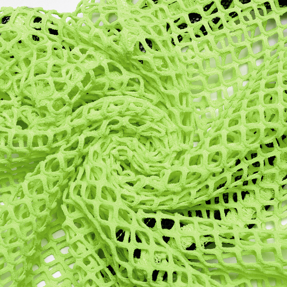 Gothic-Styled Long Sleeve Openwork Top in Vibrant Neon Green