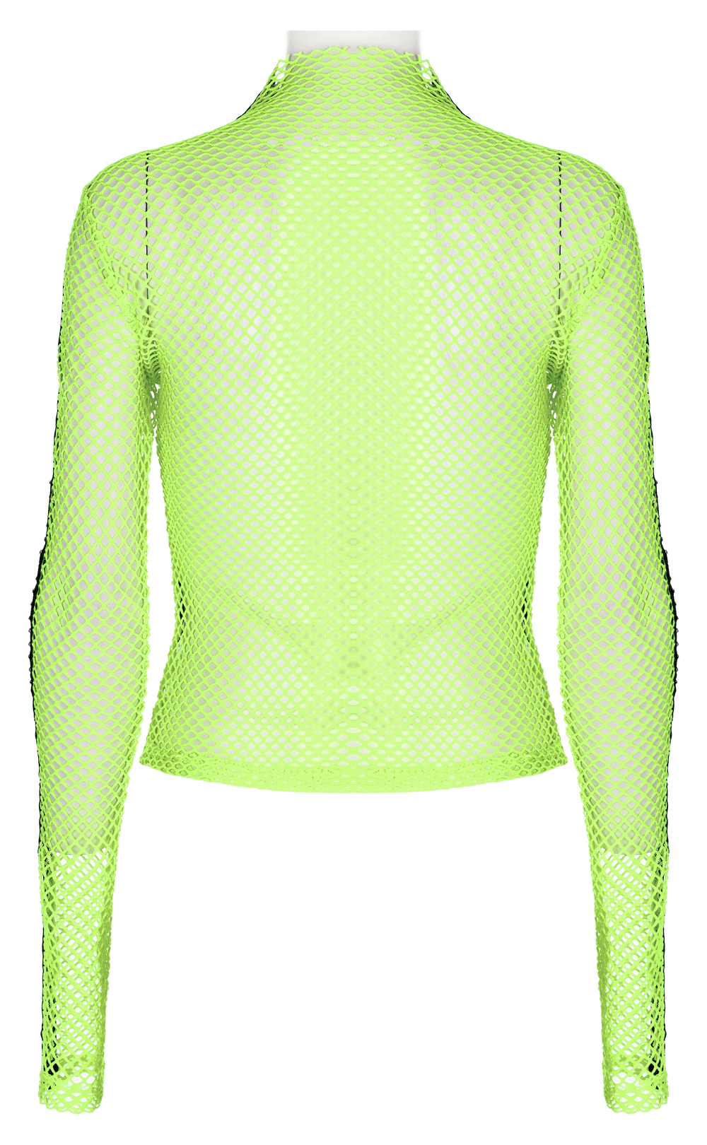 Gothic-Styled Long Sleeve Openwork Top in Vibrant Neon Green