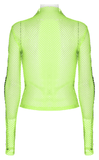 Gothic-Styled Long Sleeve Openwork Top in Vibrant Neon Green