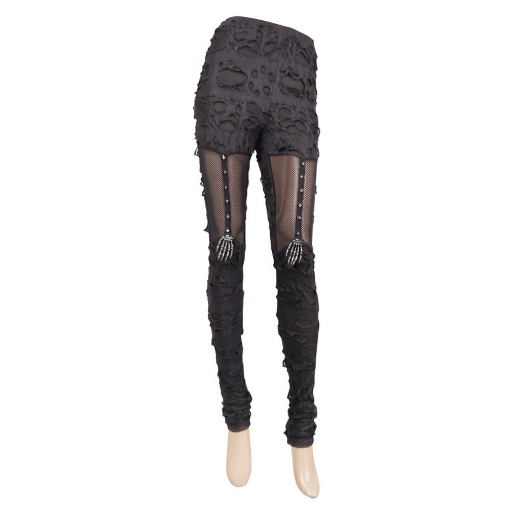 Gothic Tattered Leggings / Women's Fashion Pants