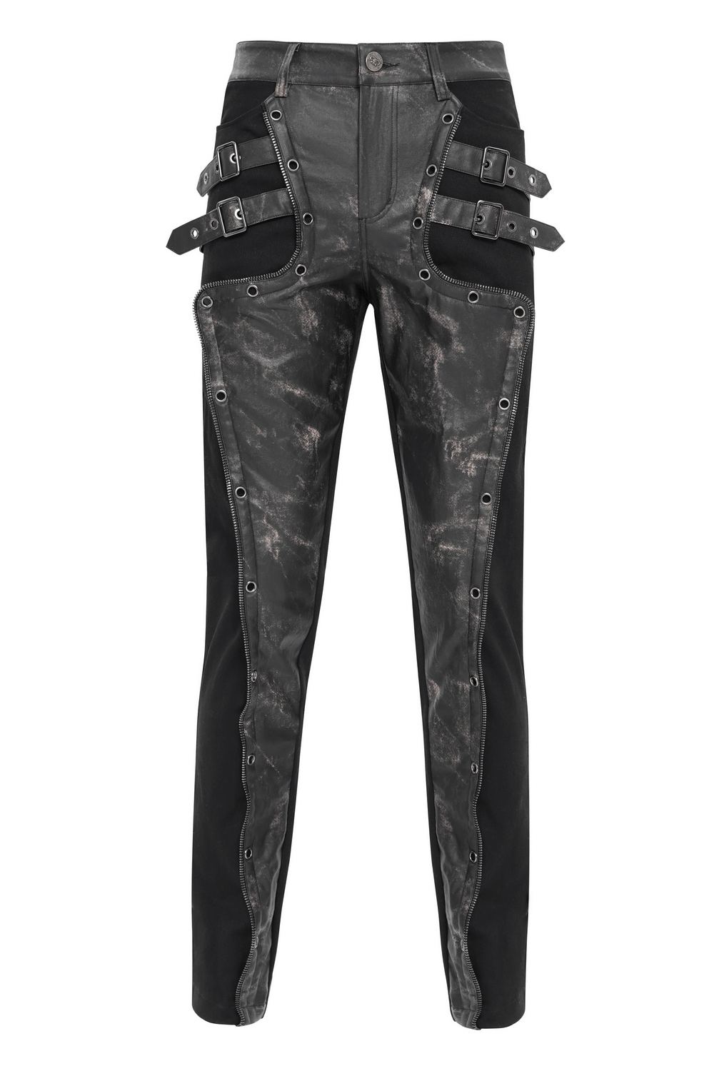 Gothic Techwear Trousers with Buckles and Panel Details