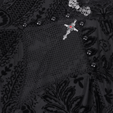 Gothic Top with Bell Sleeves and Lace Mesh Detailing