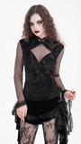 Gothic Top with Bell Sleeves and Lace Mesh Detailing