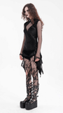 Gothic Top with Bell Sleeves and Lace Mesh Detailing