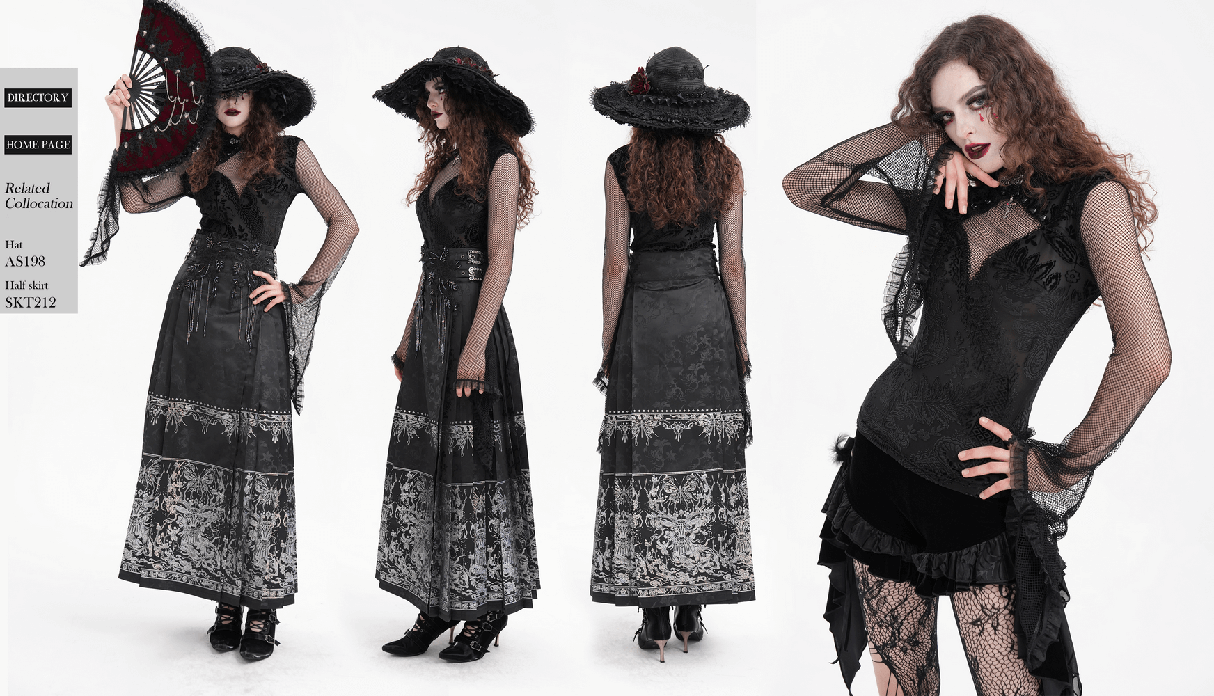 Gothic Top with Bell Sleeves and Lace Mesh Detailing