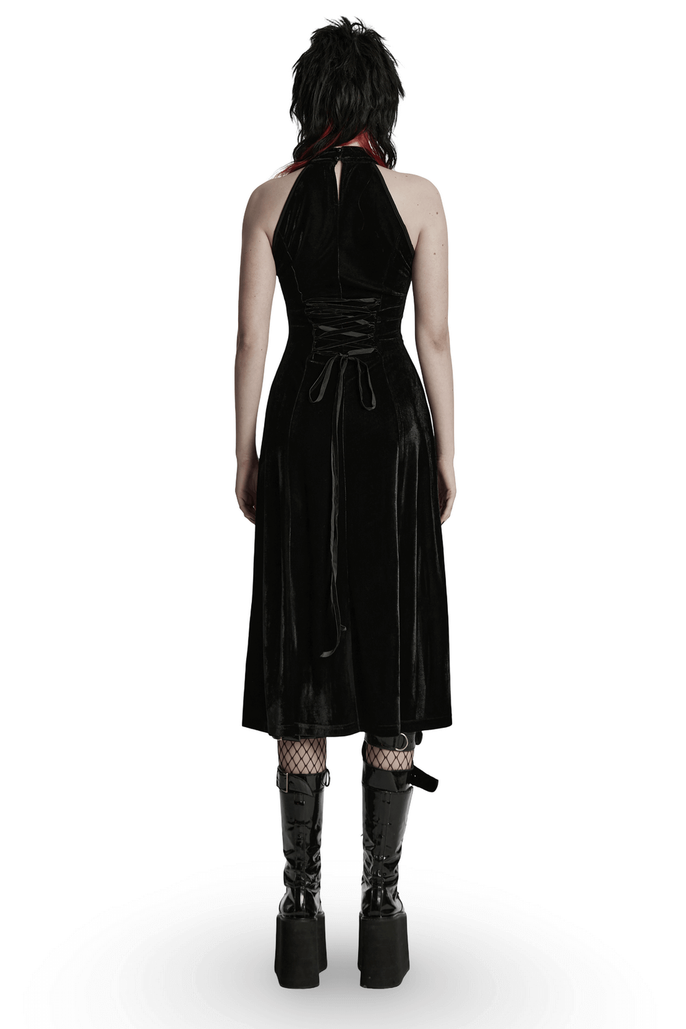 Gothic Velvet Mesh Gown with Slits and Beaded Details