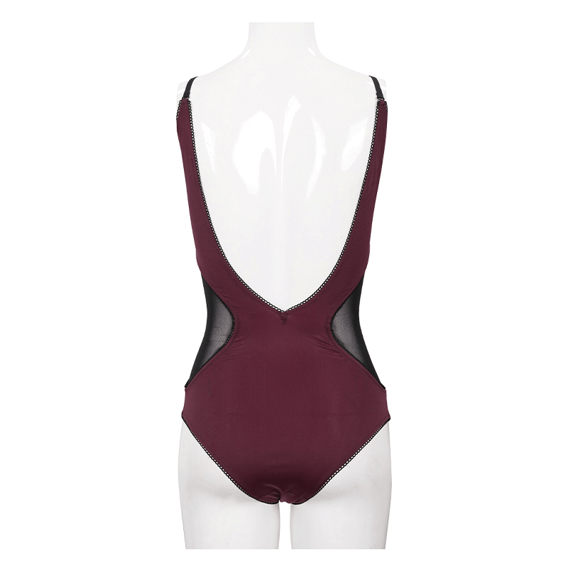 Gothic Wine Red One-Piece: Comfort and Style Swimsuit