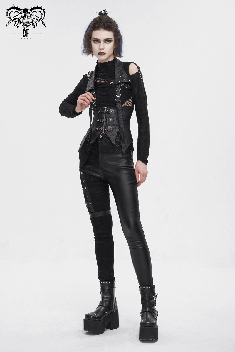 Gothic Women's Lace-up Waistcoat with Removable Collar