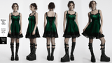 Gradient Velvet Dress with Ruffled Hem and Elegant Lace Trim