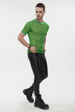 Green Mesh Tee / Men's Sheer O-Neck Shirt / Punk Alternative