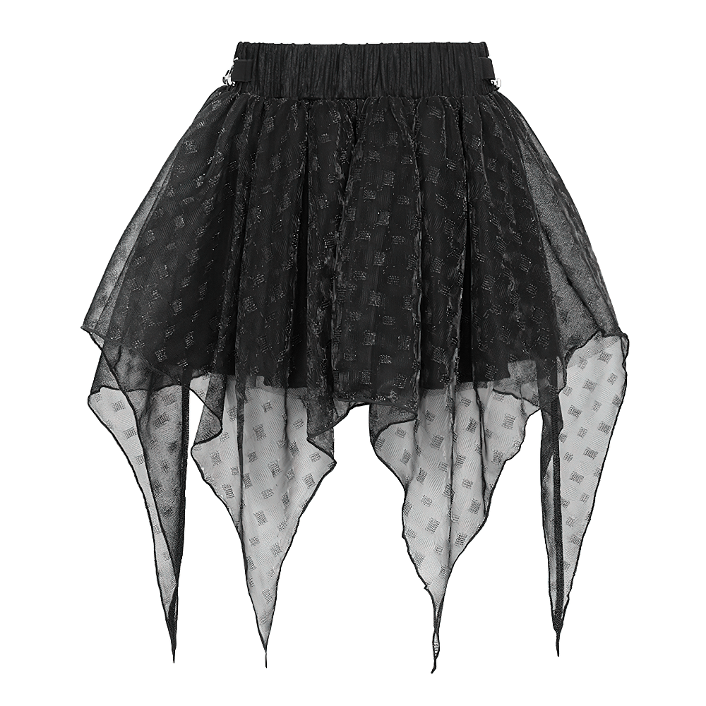 Grunge-Inspired Women's Mesh Skirt with Irregular Layers