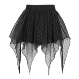 Grunge-Inspired Women's Mesh Skirt with Irregular Layers