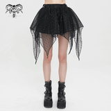 Grunge-Inspired Women's Mesh Skirt with Irregular Layers