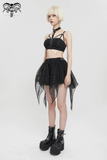 Grunge-Inspired Women's Mesh Skirt with Irregular Layers