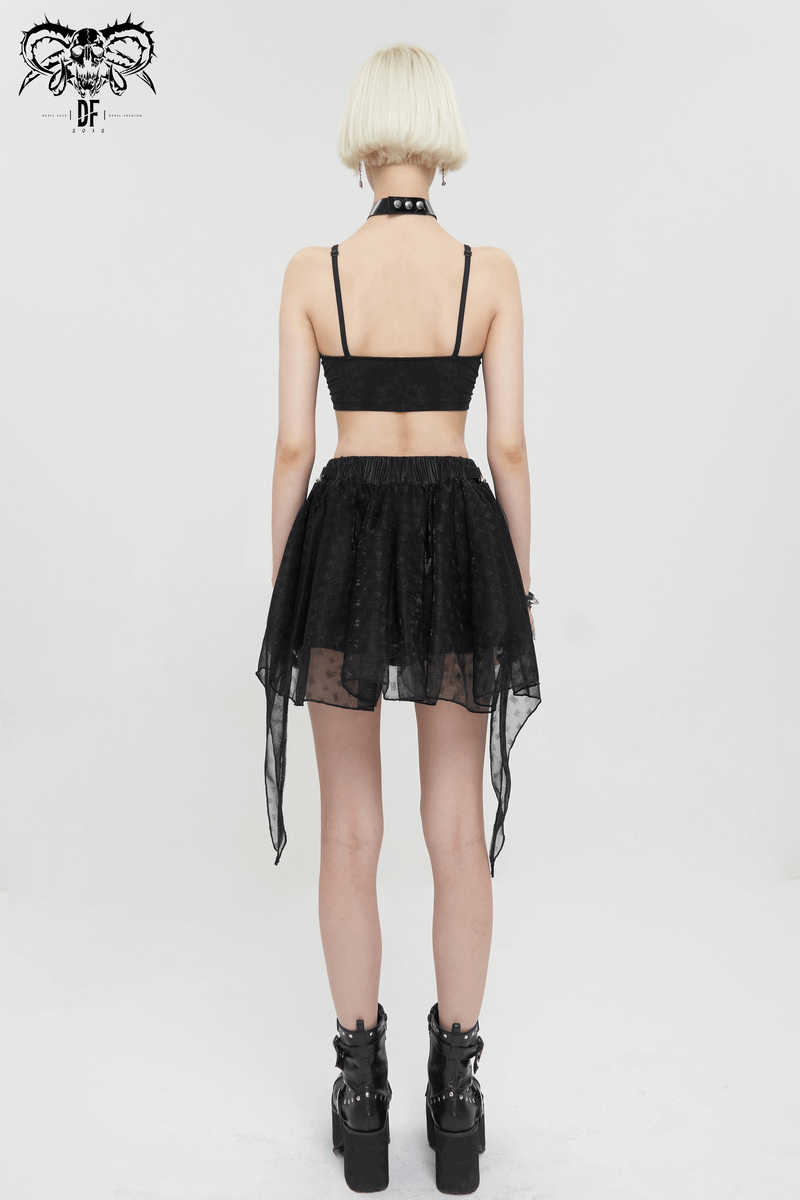 Grunge-Inspired Women's Mesh Skirt with Irregular Layers