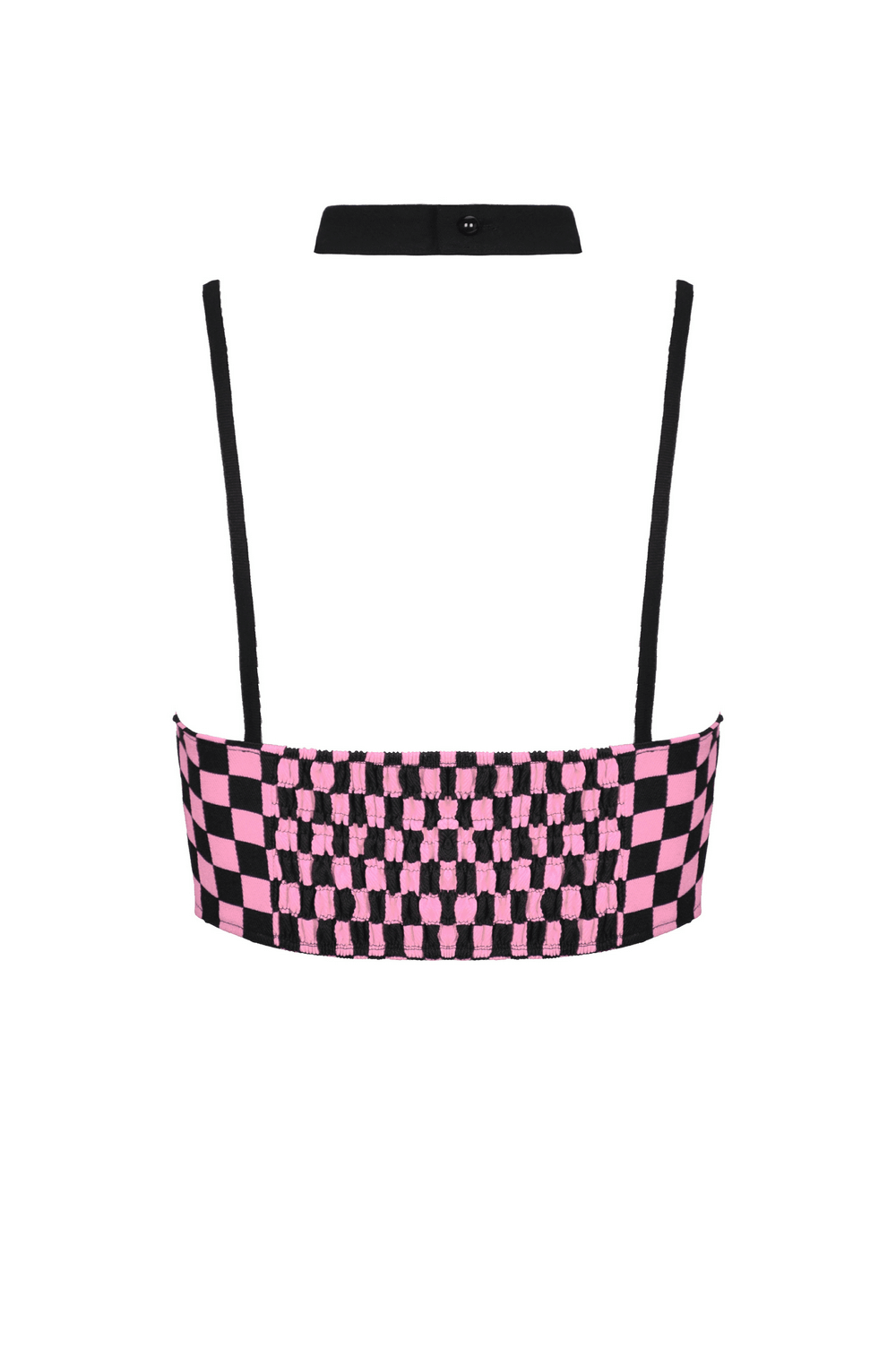 Halter Crop Top in Black and Pink Featuring Strappy Design