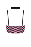 Halter Crop Top in Black and Pink Featuring Strappy Design