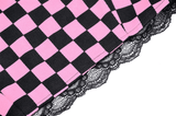 Halter Crop Top in Black and Pink Featuring Strappy Design