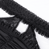 Halter Gothic Lace Mini Dress with Cross and Ribbon Details