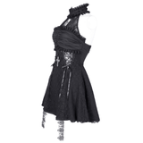 Halter Gothic Lace Mini Dress with Cross and Ribbon Details