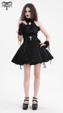 Halter Gothic Lace Mini Dress with Cross and Ribbon Details