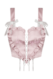 Heart-Shaped Pink Bustier Top with Strapping Detail