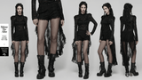 High-Low Ruffle Hem Black Gothic Lace Shorts for Women