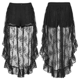 High-Low Ruffle Hem Black Gothic Lace Shorts for Women