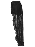 High-Low Ruffle Hem Black Gothic Lace Shorts for Women