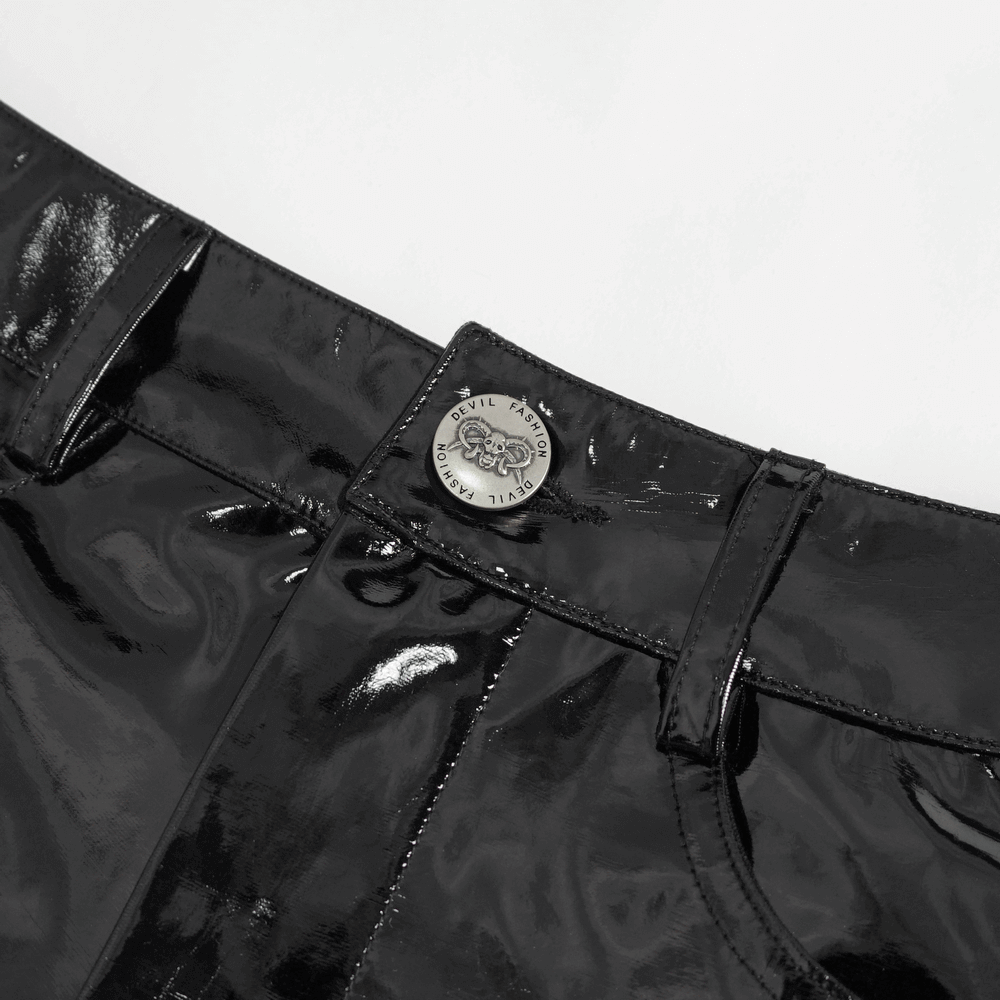 High-Rise Faux Leather Shorts for Women with Buckle Accents