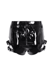 High-Rise Faux Leather Shorts for Women with Buckle Accents