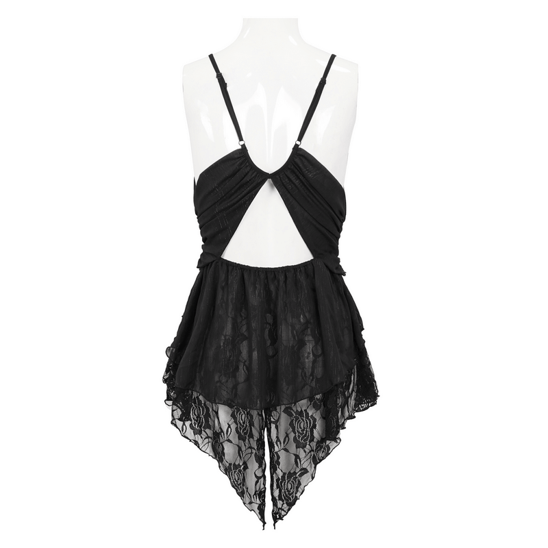 Hollow Out Mini Dress / Lace Nightwear with Open Back